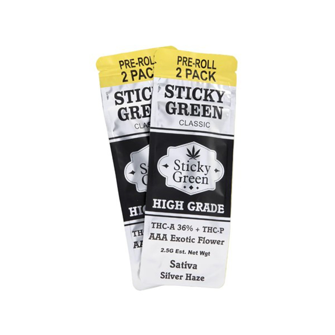 Picture of STICKY GREEN PRE ROLL 2ct THC-A + THC-P - HIGH GRADE SILVER HAZE (SATIVA)