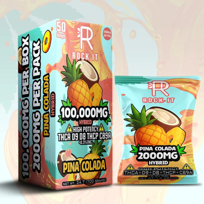 Picture of ROCK IT 2000MG PER BAG THCA D9 D8 THCP CB9A 50CT   PINA COLADA HYBRID