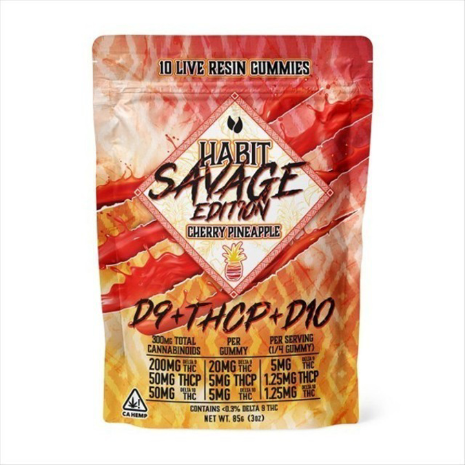 Picture of HABIT SAVAGE EDITION LIVE RESIN GUMMIES 10CT - CHERRY PINEAPPLE