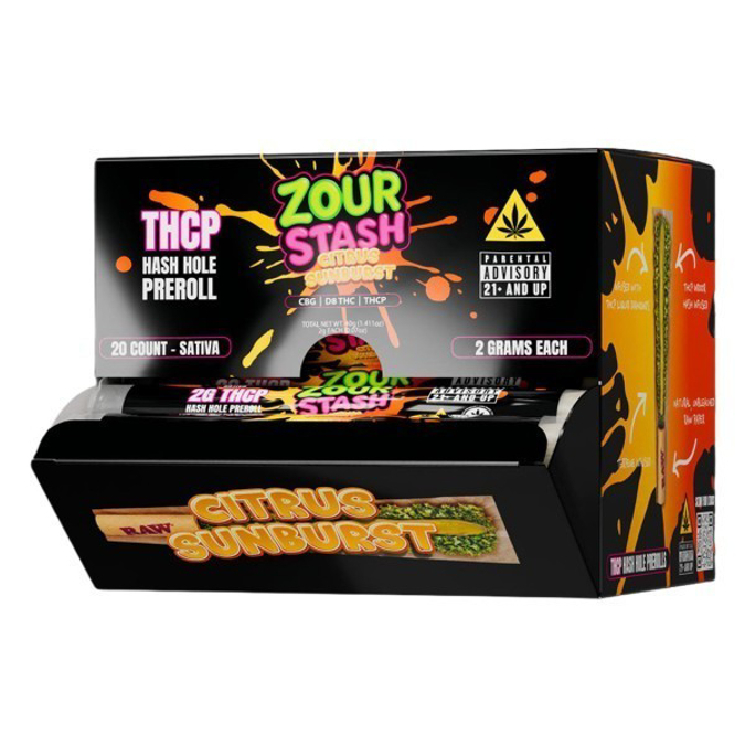 Picture of ZOUR STASH THCA HASH HOLE PREROLLS CITRUS SUNBURST SATIVA