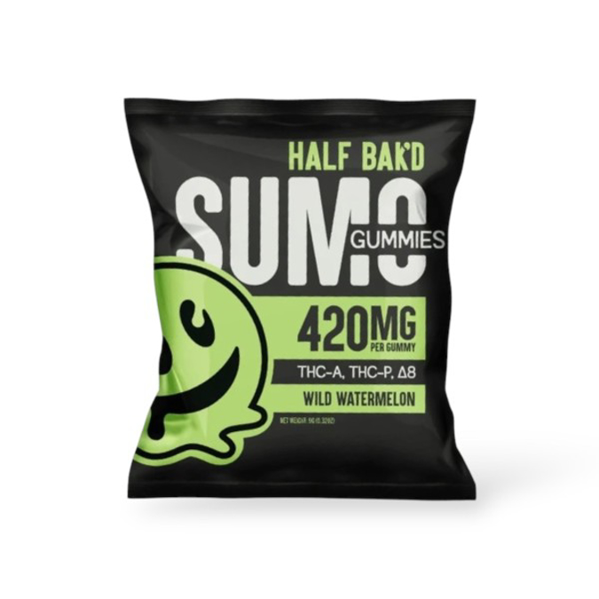 Picture of HALF BAKED SUMO GUMMIES WILD WATERMELON D9 THCP 420MG 30CT