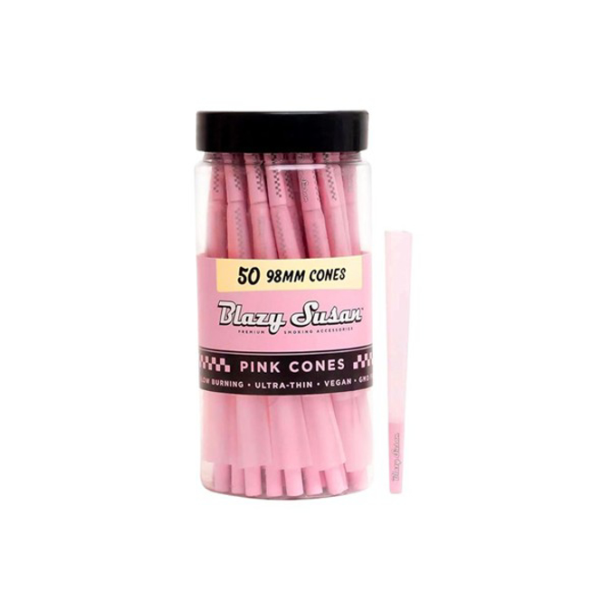 Picture of BLAZY SUZAN 98MM PRE ROLLED CONES 50CT JAR PINK