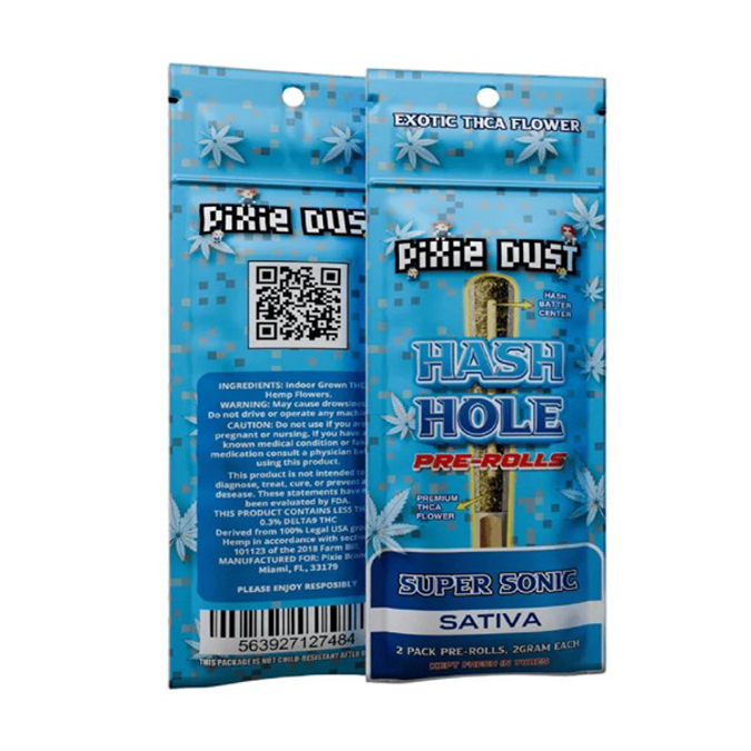 Picture of PIXIE DUST HASH HOLE 2pk PRE-ROLL THC-A PREMIUM 2gm 10pk - SUPER SONIC SATIVA