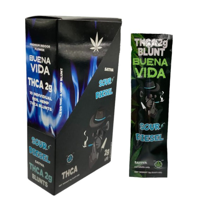 Picture of BUENA VIBRA HUMIDOR THCA 2g BLUNT 100CT JAR - SOUR DIESEL (SATIVA)
