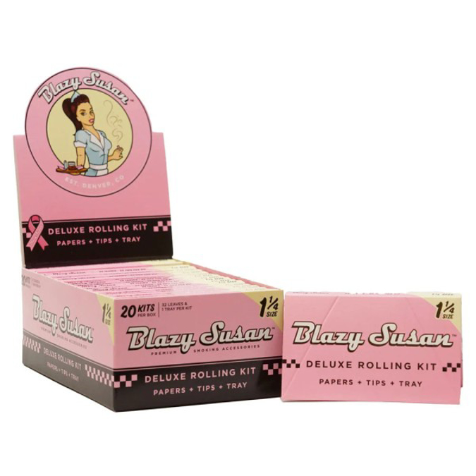 Picture of BLAZY SUZAN 1 14 DELUXE ROLLING KIT PAPERS 20PK PINK