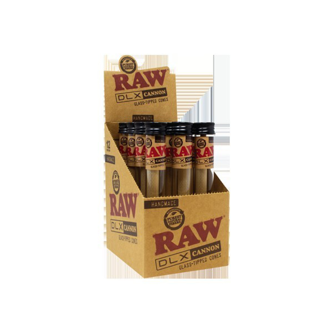 Picture of RAW CONE HAND ROLLED DLX CANNON GLASS TIPPED 12BOX