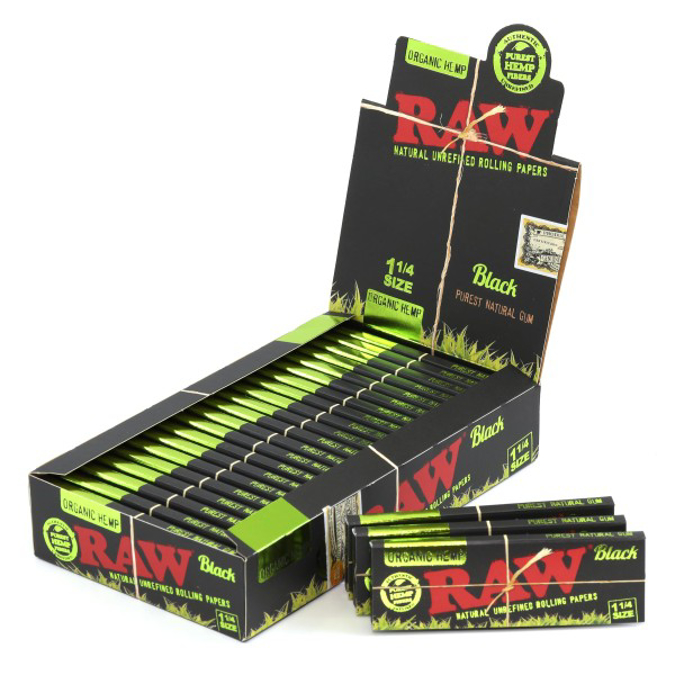 Picture of RAW BLACK ORGANIC HEMP PAPER 1 14 50CT PK 24PK BOX
