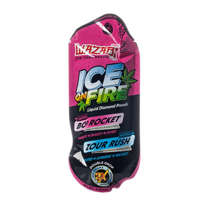 Picture of WAZABI ICE ON FIRE THCP PRE ROLLS - BOP ROCKET + ZOUR RUSH (SATIVA)