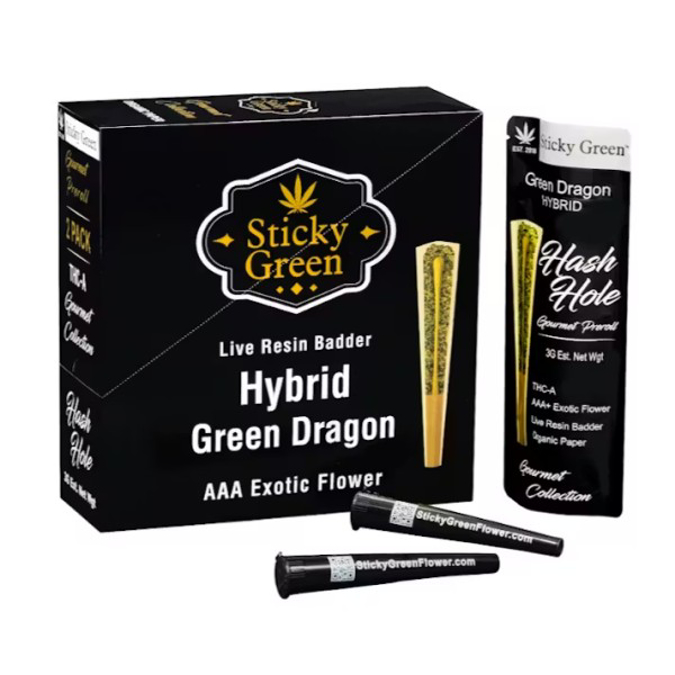 Picture of STICKY GREEN 2pk THC-A GOURMET COLLECTION HASH HOLE - GREEN DRAGON (HYBRID)