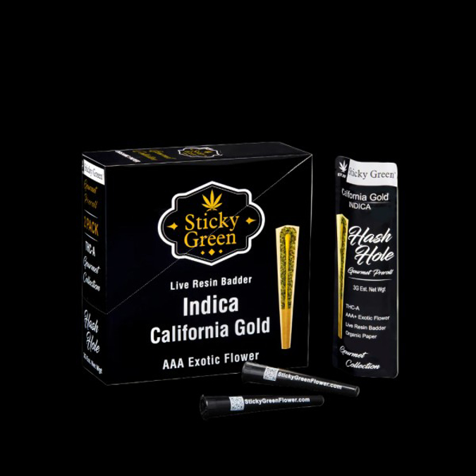 Picture of STICKY GREEN 2pk THC-A GOURMET COLLECTION HASH HOLE - CALIFORNIA GOLD (INDICA)