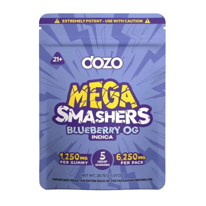 Picture of DOZO MEGA SMASHERS HEMP GUMMIES 10CT - BLUEBERRY OG (INDICA)