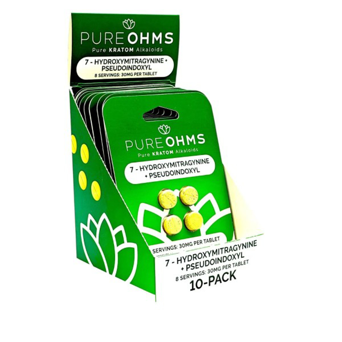 Picture of PURE OHMS KRATOM ALKALOIDS 30MG 4TAB GREEN