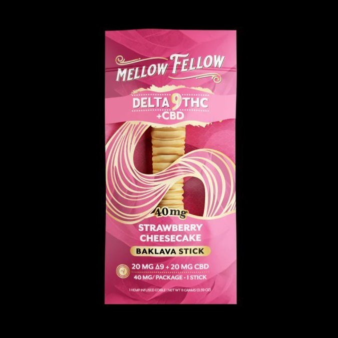 Picture of MELLOW FELLOW BAKLAVA STICKS 40MG 40CT - STRAWBERRY CHEESECAKE