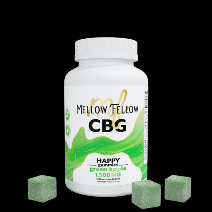 Picture of MELLOW FELLOW HAPPY GUMMIES 30PC EDIBLES 1500MG CBG - GREEN APPLE