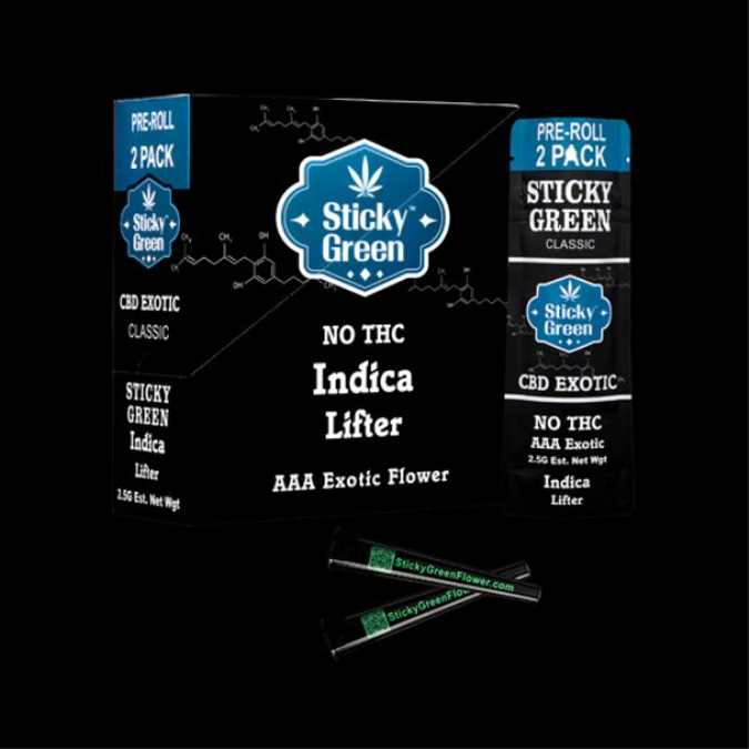 Picture of STICKY GREEN CBD EXOTIC 2CT PRE ROLLS - LIFTER (INDICA)