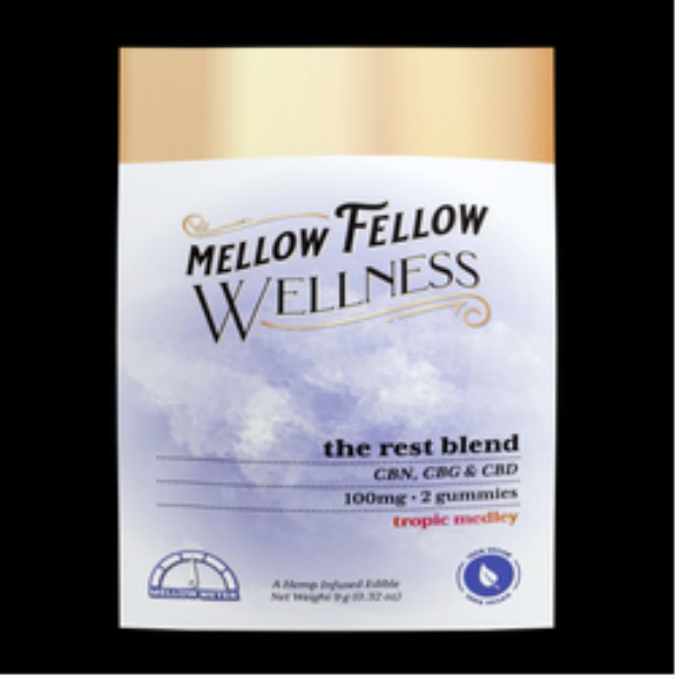 Picture of MELLOW FELLOW WELLNESS   GUMMIES   100MG 2 CNT   REST BLEND   TROPIC MEDLEY