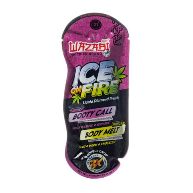 Picture of WAZABI ICE ON FIRE THCP PRE ROLLS - BOOTY CALL + BODY MELT (INDICA)