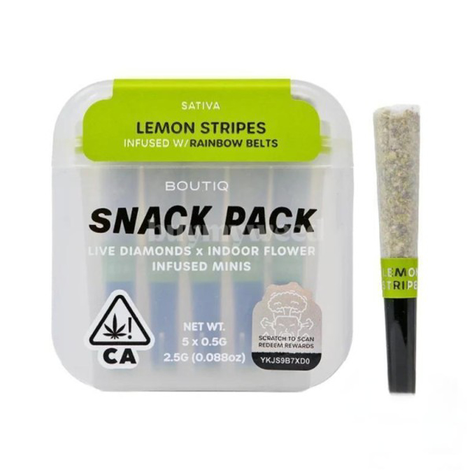 Picture of BOUTIQ INFUSED THCA MINIS 0.5G SNACK PACK PRE ROLLS - LEMON STRIPES (SATIVA)
