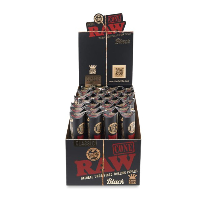 Picture of RAW BLACK 3PK KING SIZE PRE ROLL CONES 32BOX