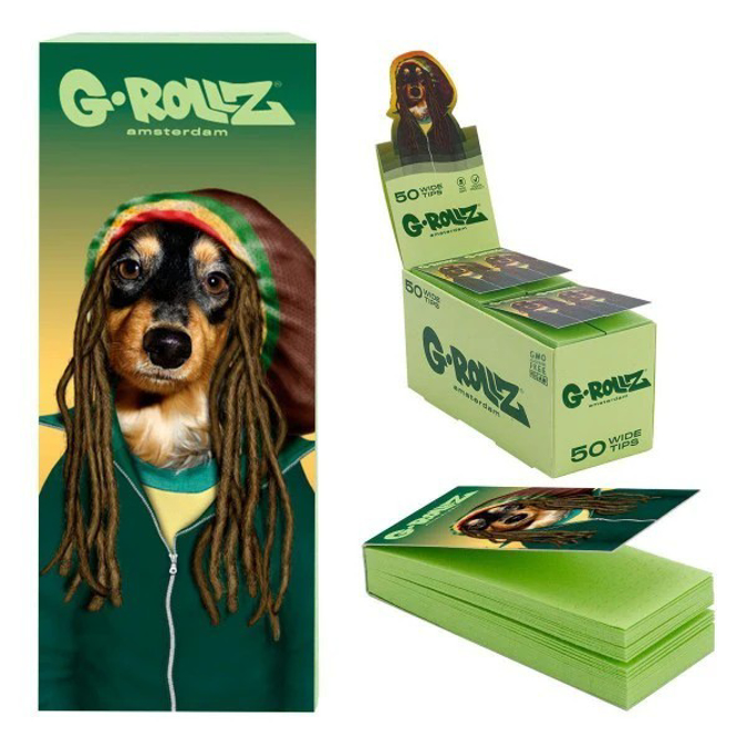 Picture of G ROLLZ AMSTERDAM 50 WIDE TIPS REGGAE GREEN 24CT