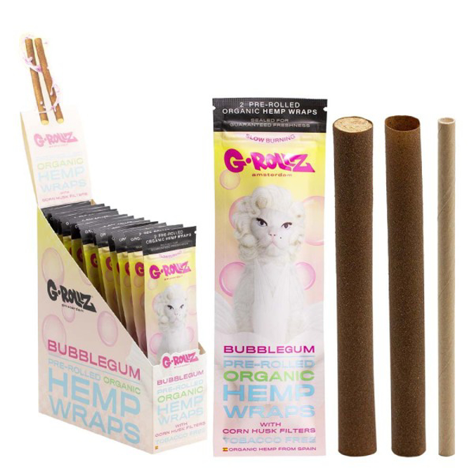 Picture of G ROLLZ BUBBLEGUM FLAVOURED PRE ROLLED HEMP WRAPS AND HUSK TIP