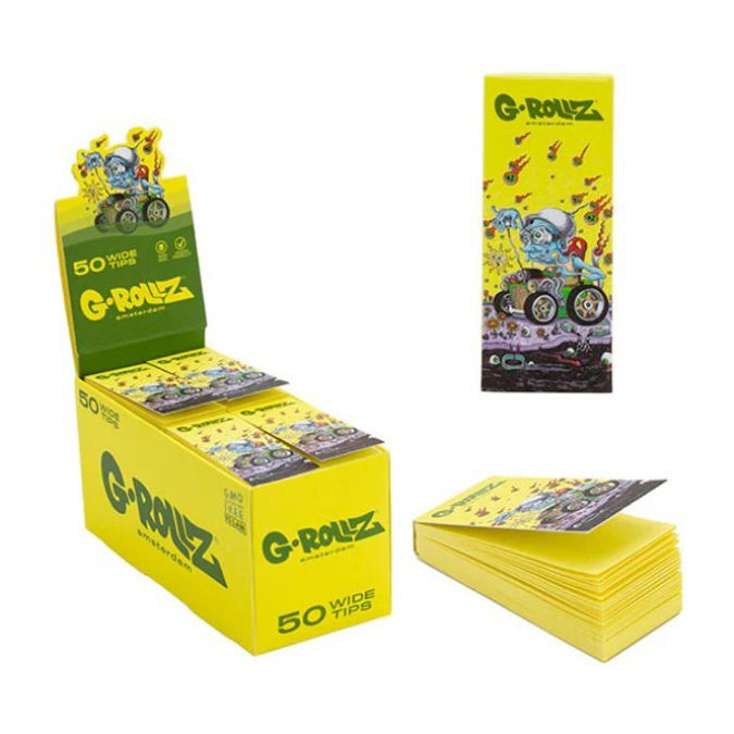 Picture of G ROLLZ AMSTERDAM 50 WIDE TIPD DUNKESS HOTROD GUY YELLOW 24 CT