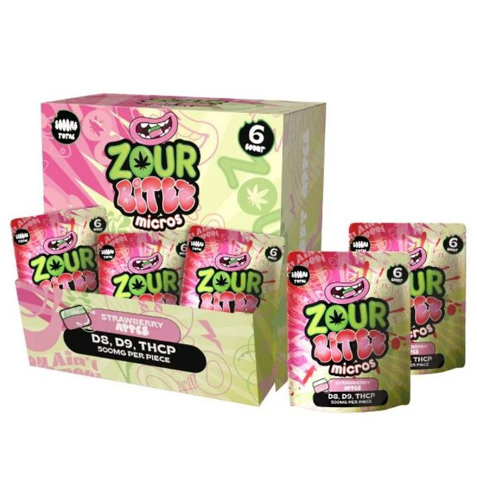 Picture of ZOUR BITEZ THCP 3000MG GUMMIES 6PK 30CTBX STRAWBERRY APPLE