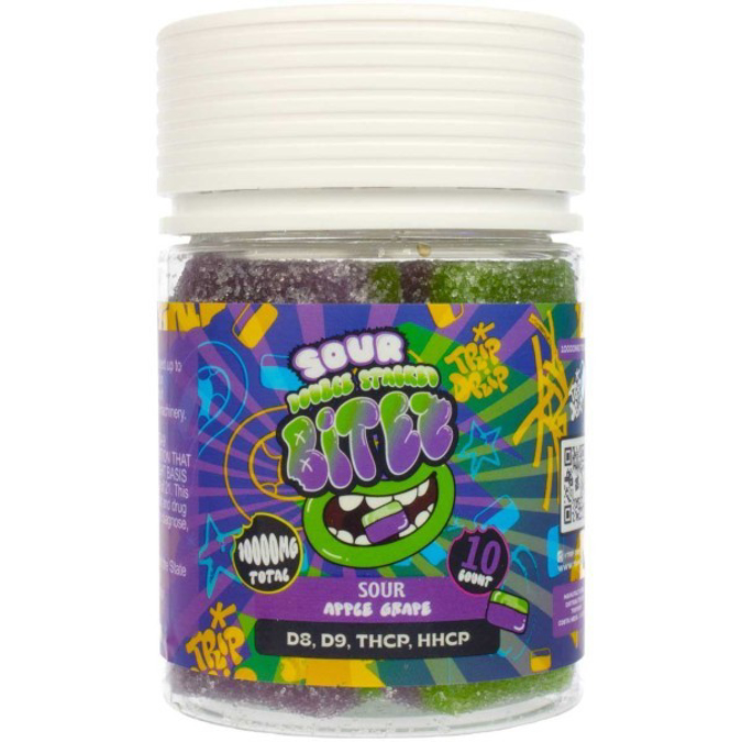Picture of DOUBLE STACKED BITEZ 10000MG 6CT JAR - SOUR APPLE GRAPE