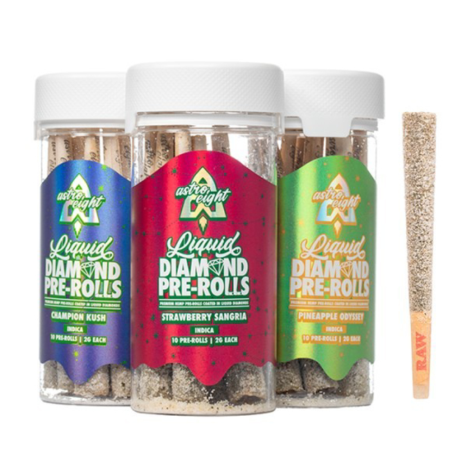 Picture of ASTRO EIGHT LIQUID DIAMOND PRE ROLLS 2G 10CT JAR - ALIEN GLUE