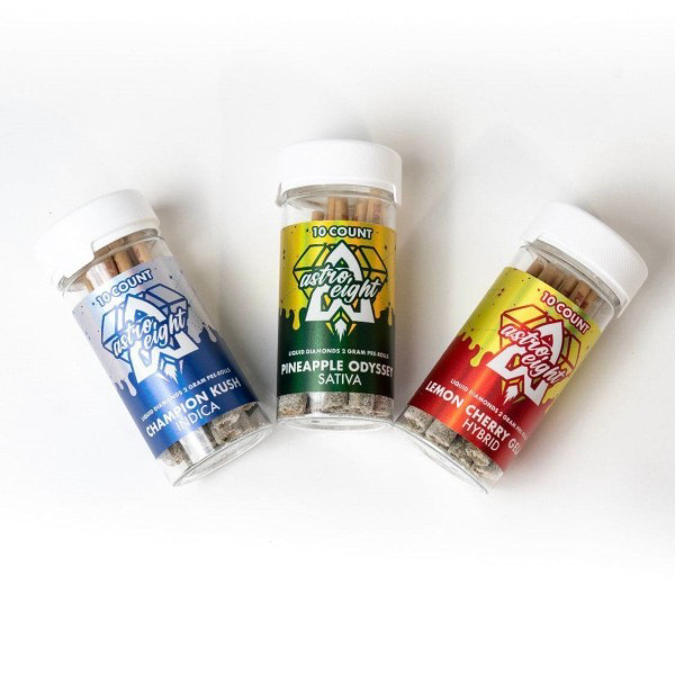 Picture of ASTRO EIGHT LIQUID DIAMOND PRE ROLLS 2G 10CT JAR - PLASMA 13 (INDICA)