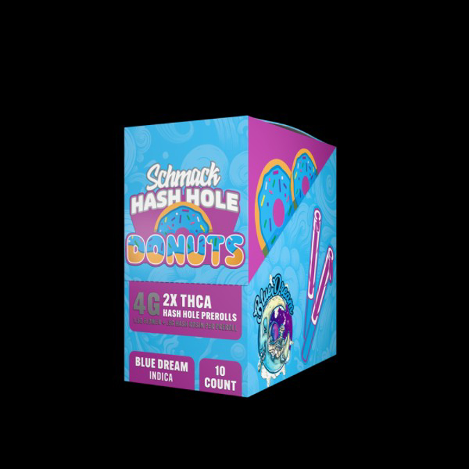 Picture of SCHMACK DONUTS 4G THCA HASH HOLES PRE ROLLS 10CT - BLUE DREAM (INDICA)