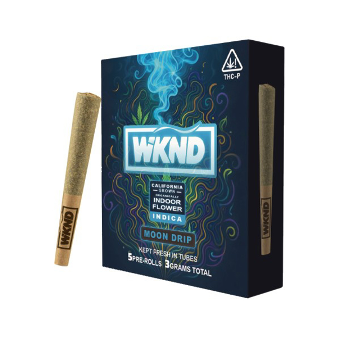 Picture of WKND THCP INDOOR FLOWER PRE ROLLS 3G 5PK - MOON DRIP (INDICA)