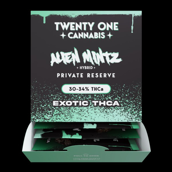 Picture of TWENTY ONE CANNABIS PRIVATE RESERVE FLOWER 1g EXOTIC THCA - ALIEN MINTZ