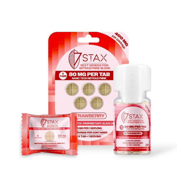 Picture of 7 STAX NEXT GENERATION MITRAGYNINE BLEND 80MG TAB 10CT - STRAWBERRY