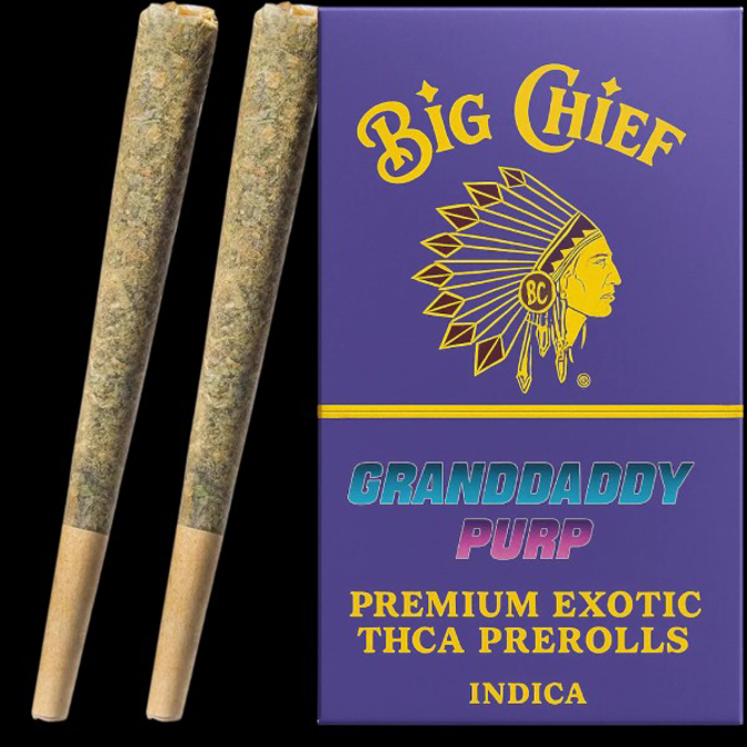 Picture of BIG CHIEF 2CT PRE ROLLS THCA 6PK - GRAND DADDY PURP