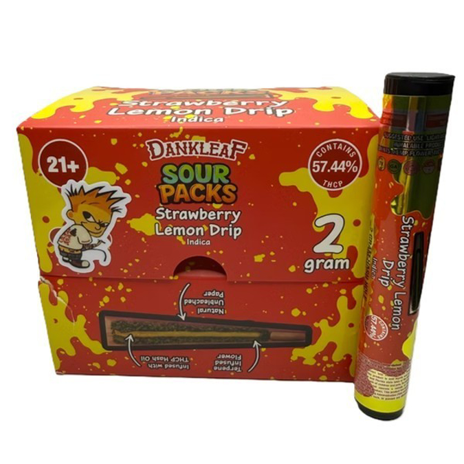Picture of DANKLEAF SOUR PACKS PRE ROLL 2G 20CT - STRAWBERRY LEMON DRIP (INDICA)