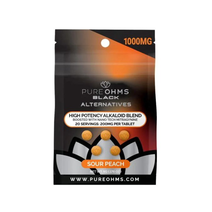 Picture of PURE OHMS BLACK 200MG TAB - SOUR PEACH