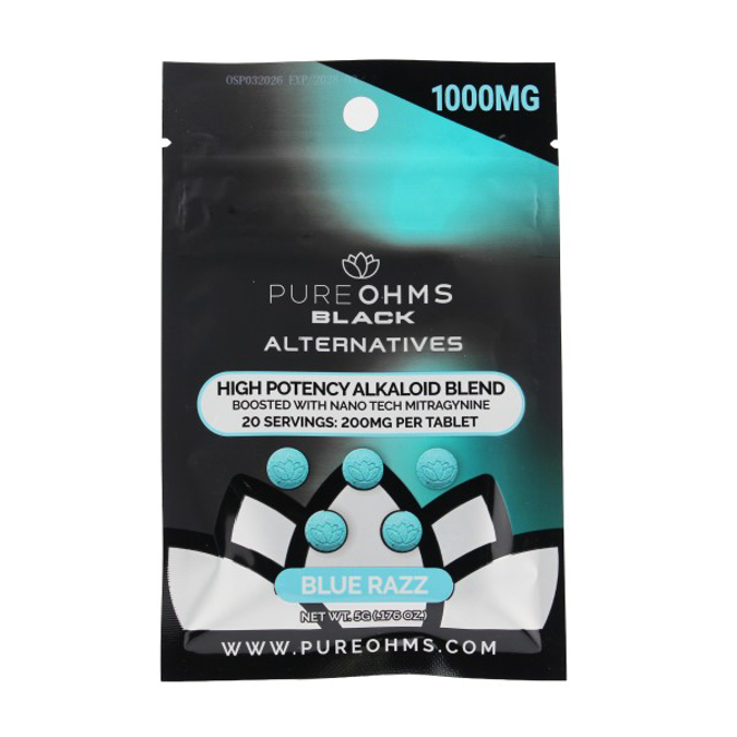 Picture of PURE OHMS BLACK 200MG TAB - BLUE RAZZ