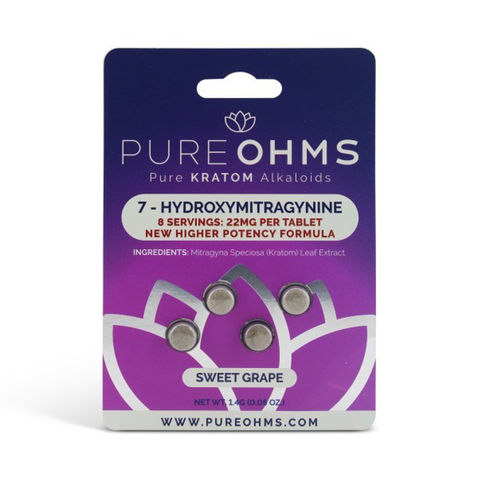 Picture of PURE OHMS 7 HYDROXY 18MG 4 TABLETS SWEET GRAPE