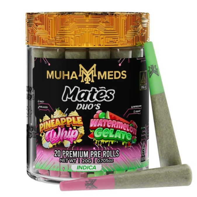 Picture of MUHA MEDS MATES 20CT PRE ROLLS JAR - PINEAPPLE WHIP X WATERMELON GELATO