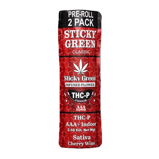 Picture of STICKY GREEN THCP INFUSED FLOWER PRE ROLL 10CT  - CHERRY WINE
