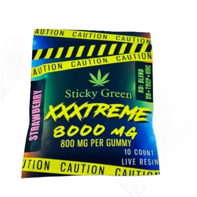 Picture of STICKY GREEN XXXTREME 8000MG 10CT GUMMY - STRAWBERRY