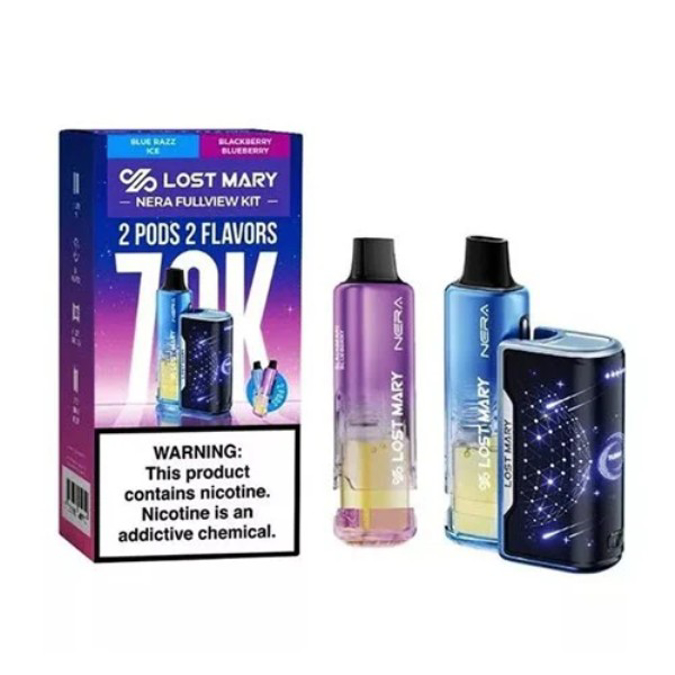 Picture of LOST MARY NERA FULLVIEW KIT 70K - BLUE RAZZ ICE + BLACKBERRY BLUEBERRY