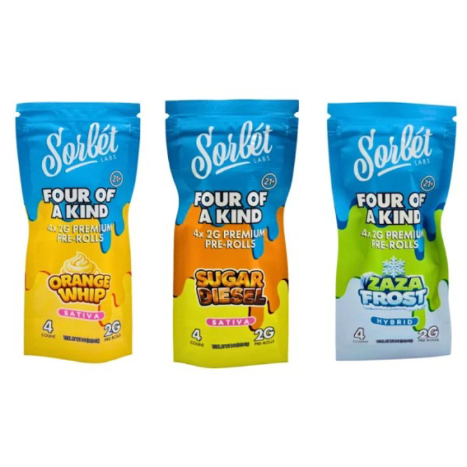 Picture of SORBET FOUR OF A KIND 2G PRE ROLL 10CT - LEMON POP (SATIVA)