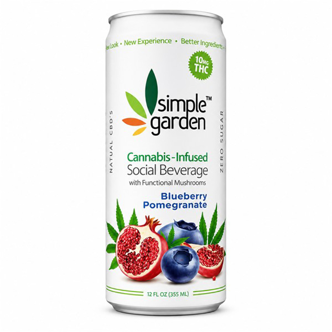 Picture of SIMPLE GARDEN THC ZERO SUGAR DRINK 355ML 4CT - BLUEBERRY POMEGRANATE