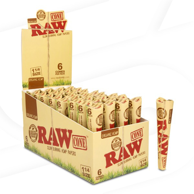 Picture of RAW ORGANIC 6PK PRE ROLL 1 14 CONES 32BX