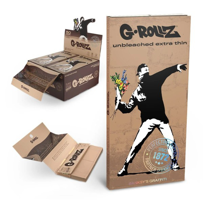 Picture of G ROLLZ BANKSY GRAFFITI KS UNBLEACHED EXTRA THIN 50KS PAPERS
