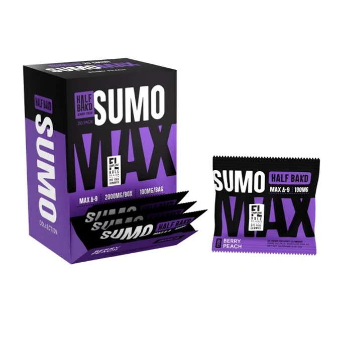 Picture of HALF BAK D SUMO MAX D9 GUMMIES 100MG 20CT - BERRY PEACH