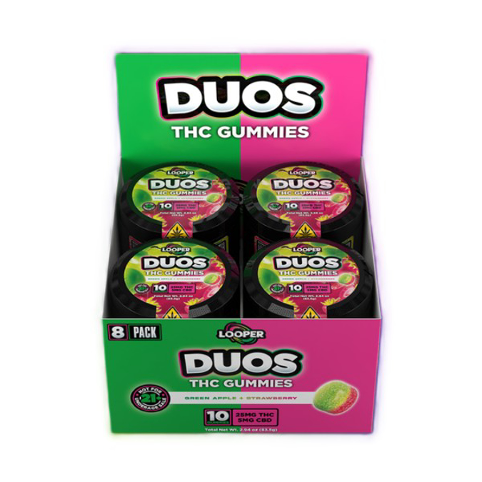 Picture of DUOS LOOPER THC GUMMIES 30MG - GREEN APPLE + STRAWBERRY