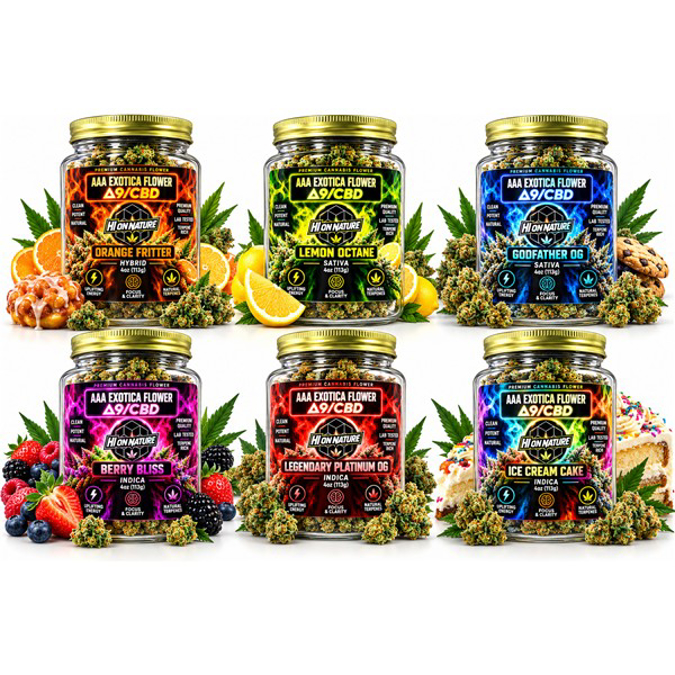 Picture of HI ON NATURE D9 CBD 4OZ FLOWER JAR  - ASSORTED